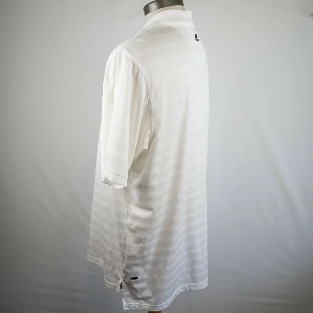 Adidas Golf Polo Shirt Mens‎ XL Climacool White Striped Short Sleeve - Redstone